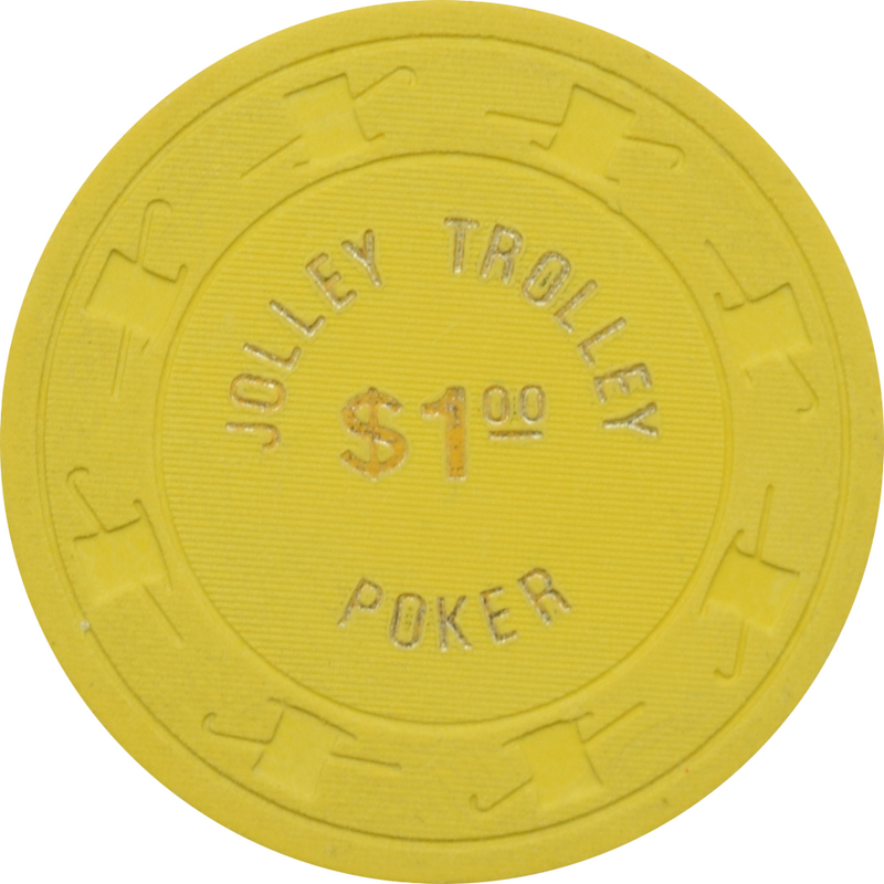 Jolly Trolley Casino Las Vegas Nevada $1 Yellow Poker Chip 1981