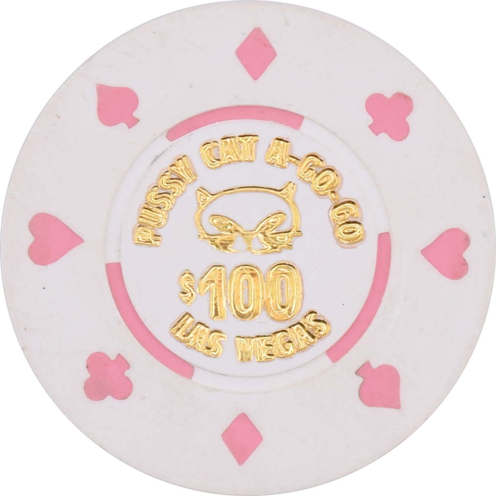 Pussycat a' Go-Go Casino Las Vegas Nevada $100 Hot Stamp Chip