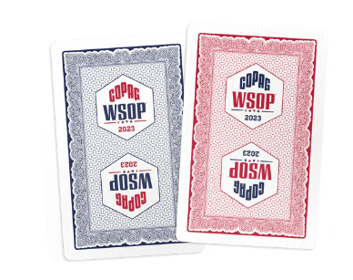 Copag WSOP 2023 Tournament NEW 100% Plastic Playing Cards - Narrow Size (Bridge) Regular Index Blue/Red Double Deck Set