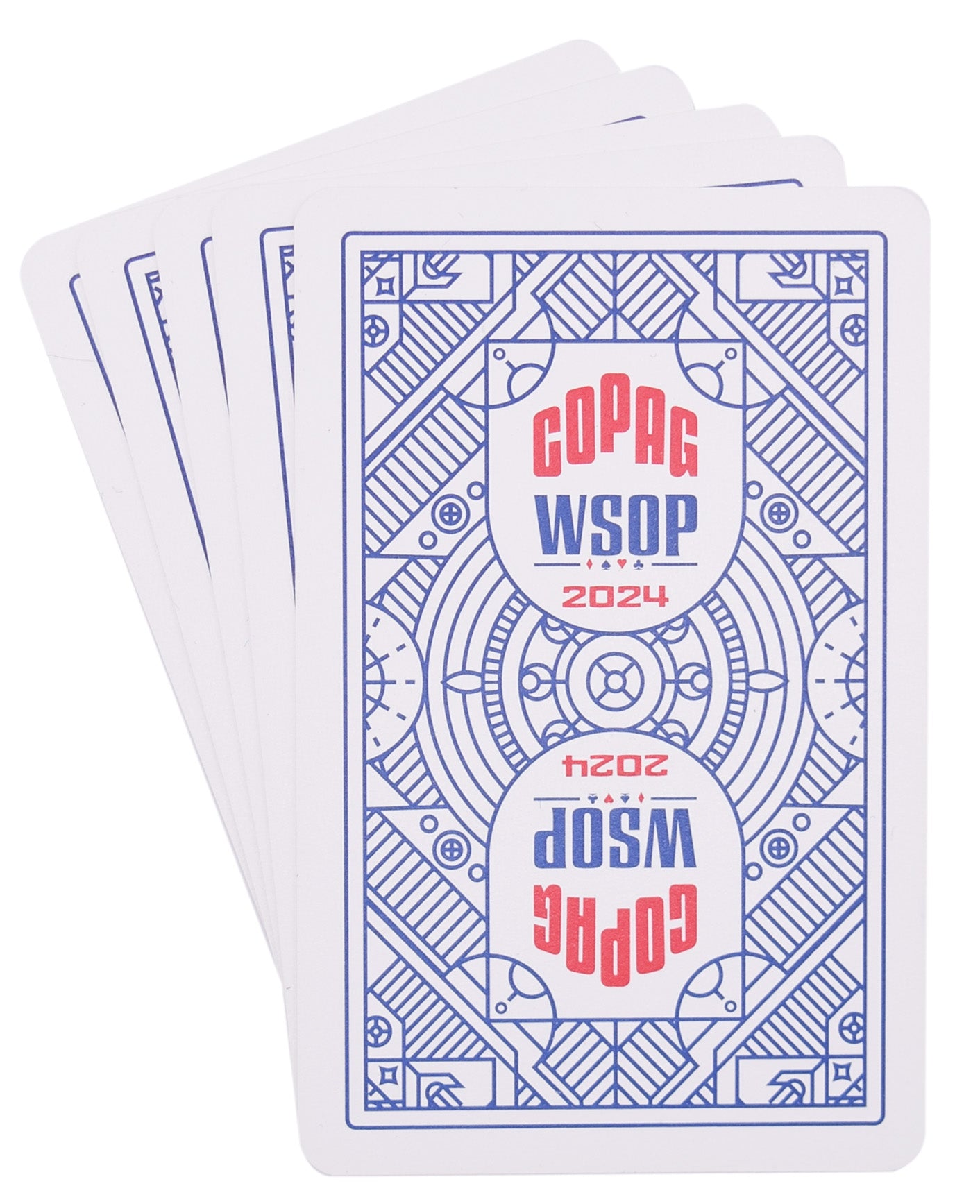 Copag WSOP 2024 Tournament Used 100% Plastic Playing Cards - Narrow Size (Bridge) Jumbo Index Blue/Red Double Deck Set