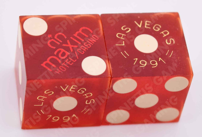 Maxim Casino Las Vegas Nevada Dice Pair of Red Matching Number Dice (Various Years)