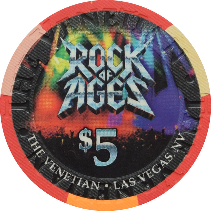 Venetian Casino Las Vegas Nevada $5 Rock of Ages Chip 2012