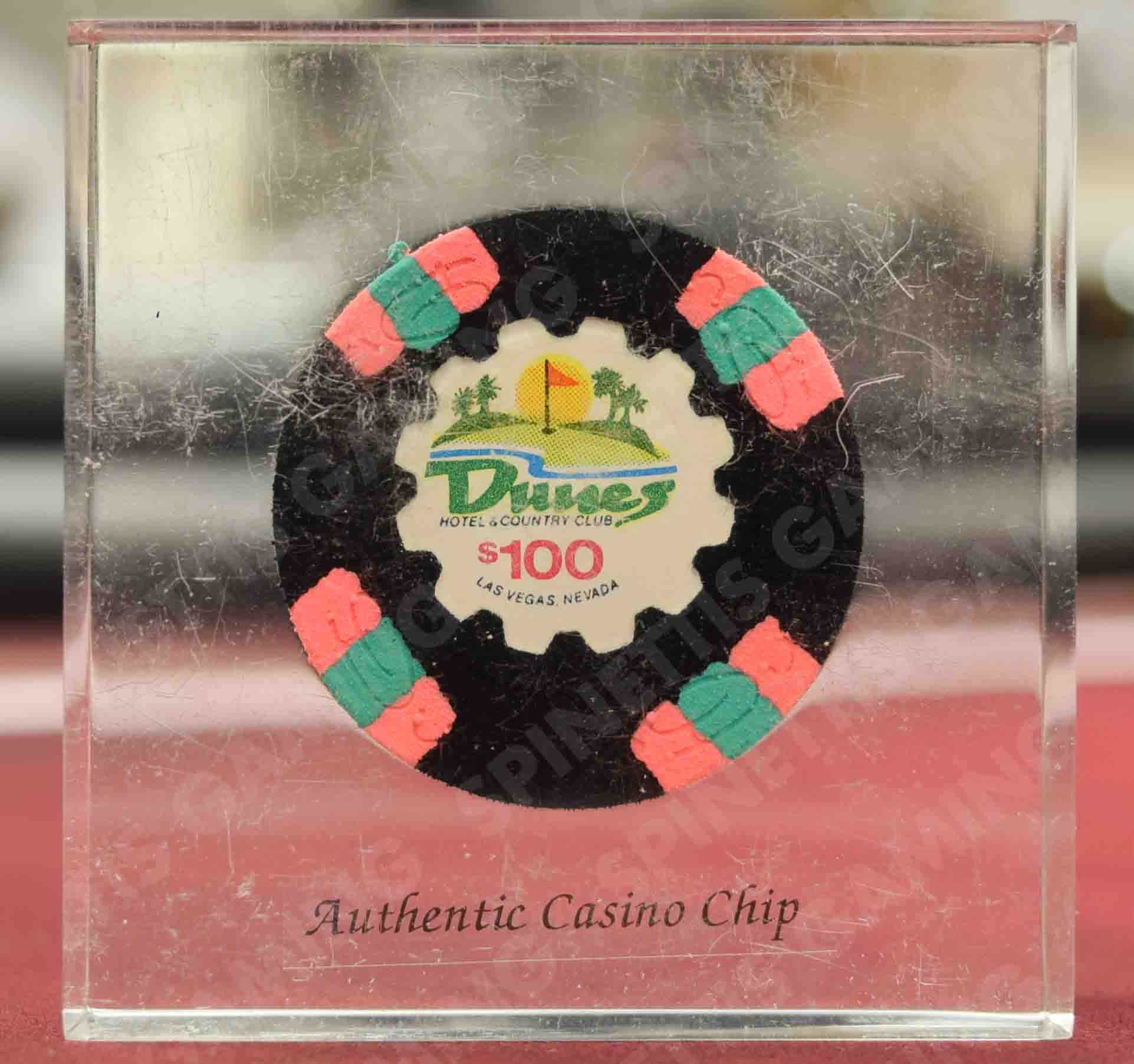 Authentic Casino Chips in Lucite Paperweight