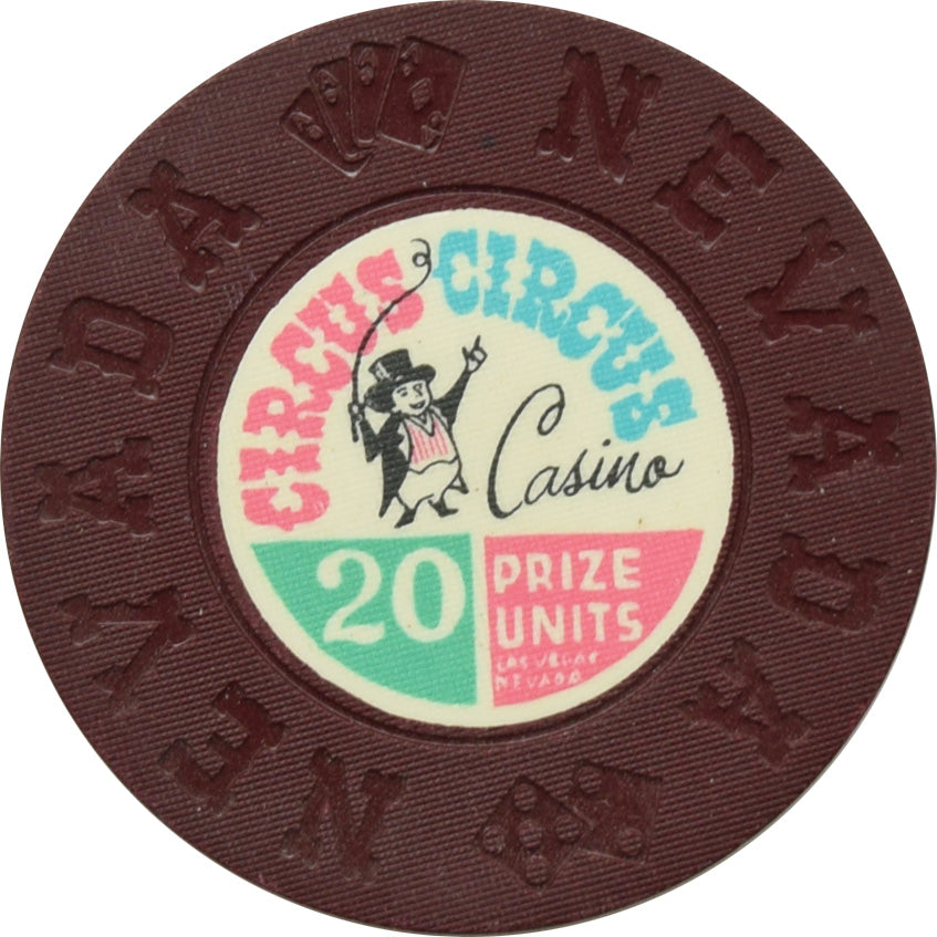 Circus Circus Casino Las Vegas Nevada $20 Prize Units Chip 1968