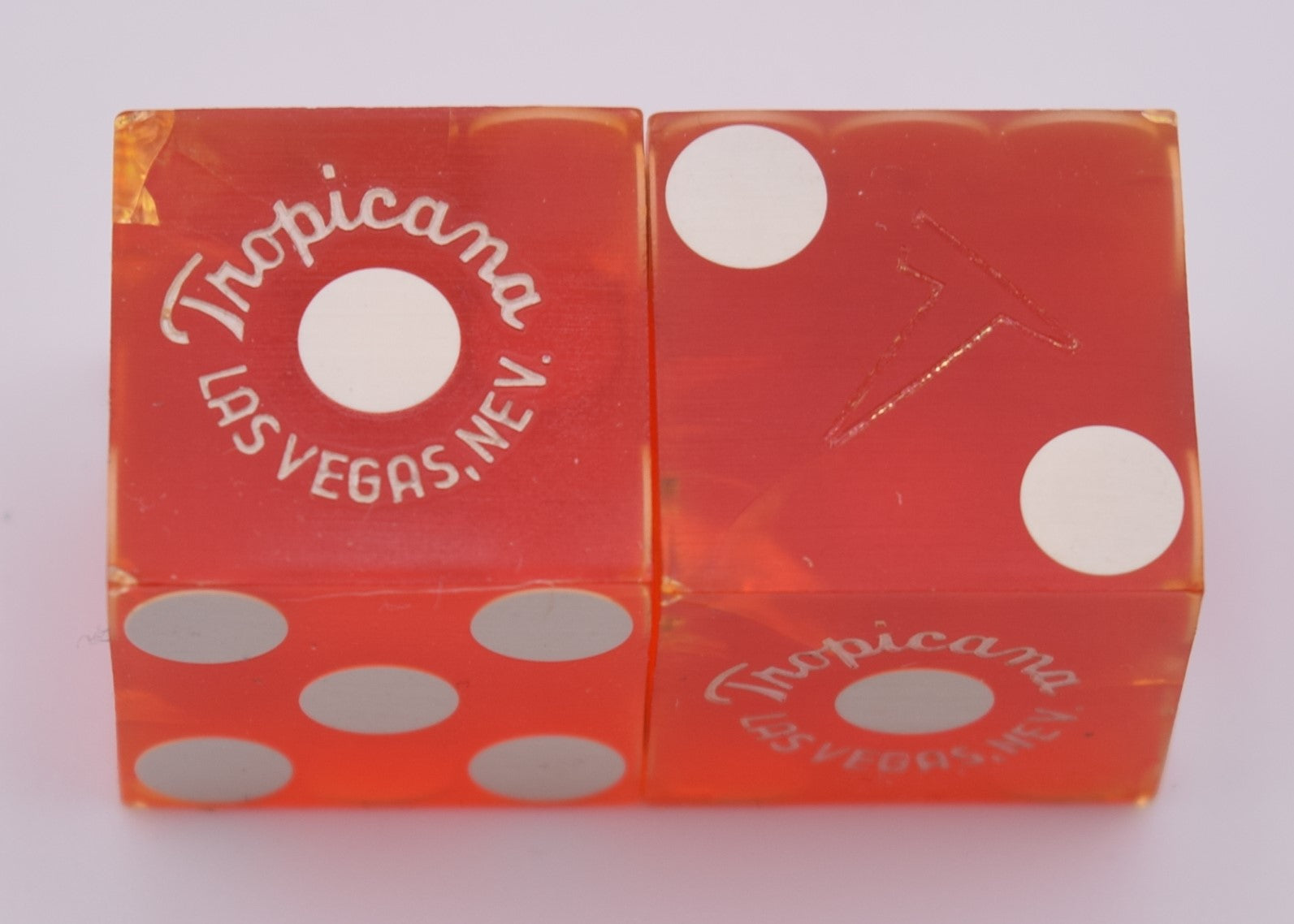 Tropicana Casino Las Vegas Nevada Pair of dice Crystalized 1970s