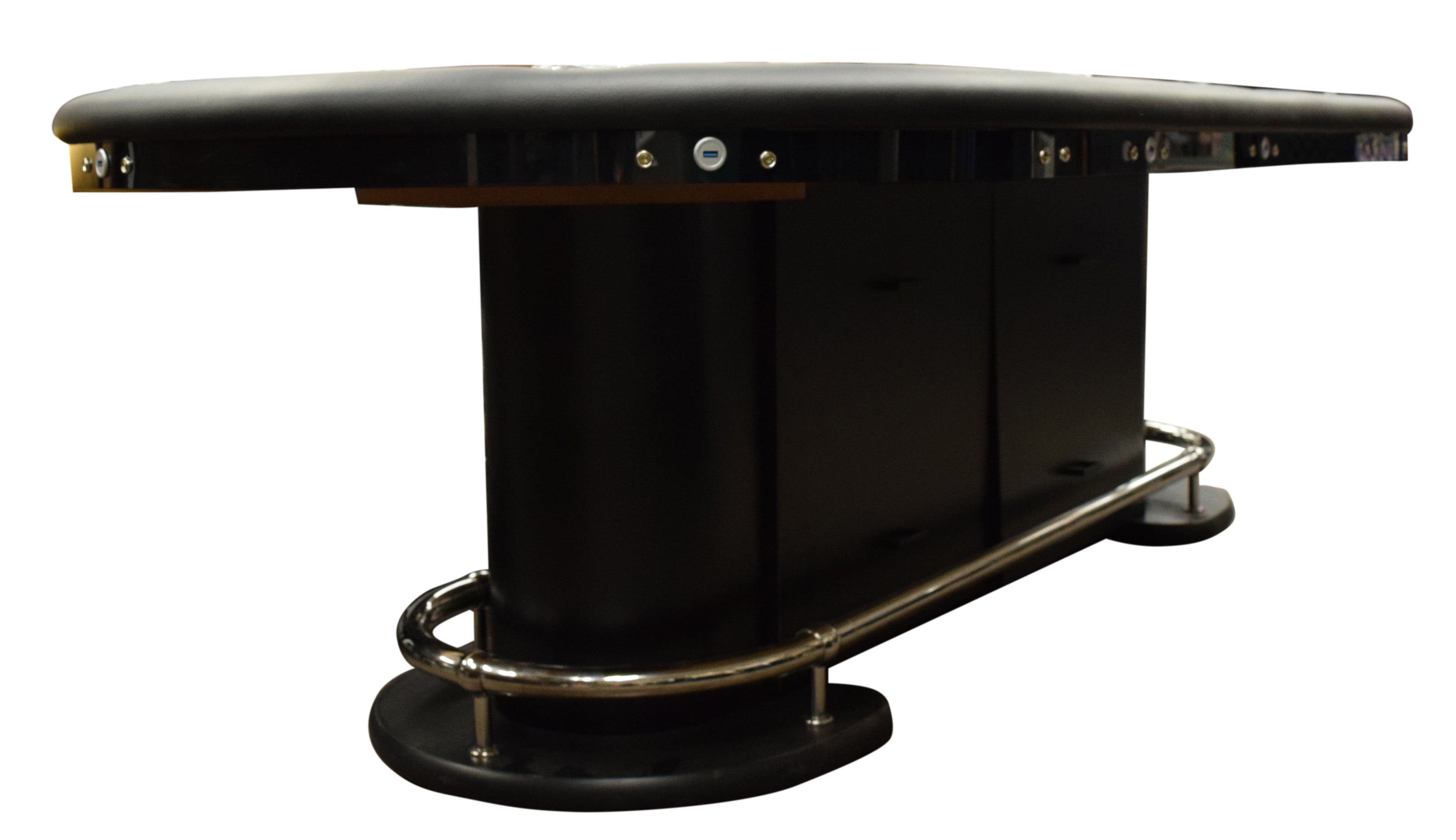 102" Executive Poker Table with Dealer Position, Pedestal Legs, USBs and LED Lighting