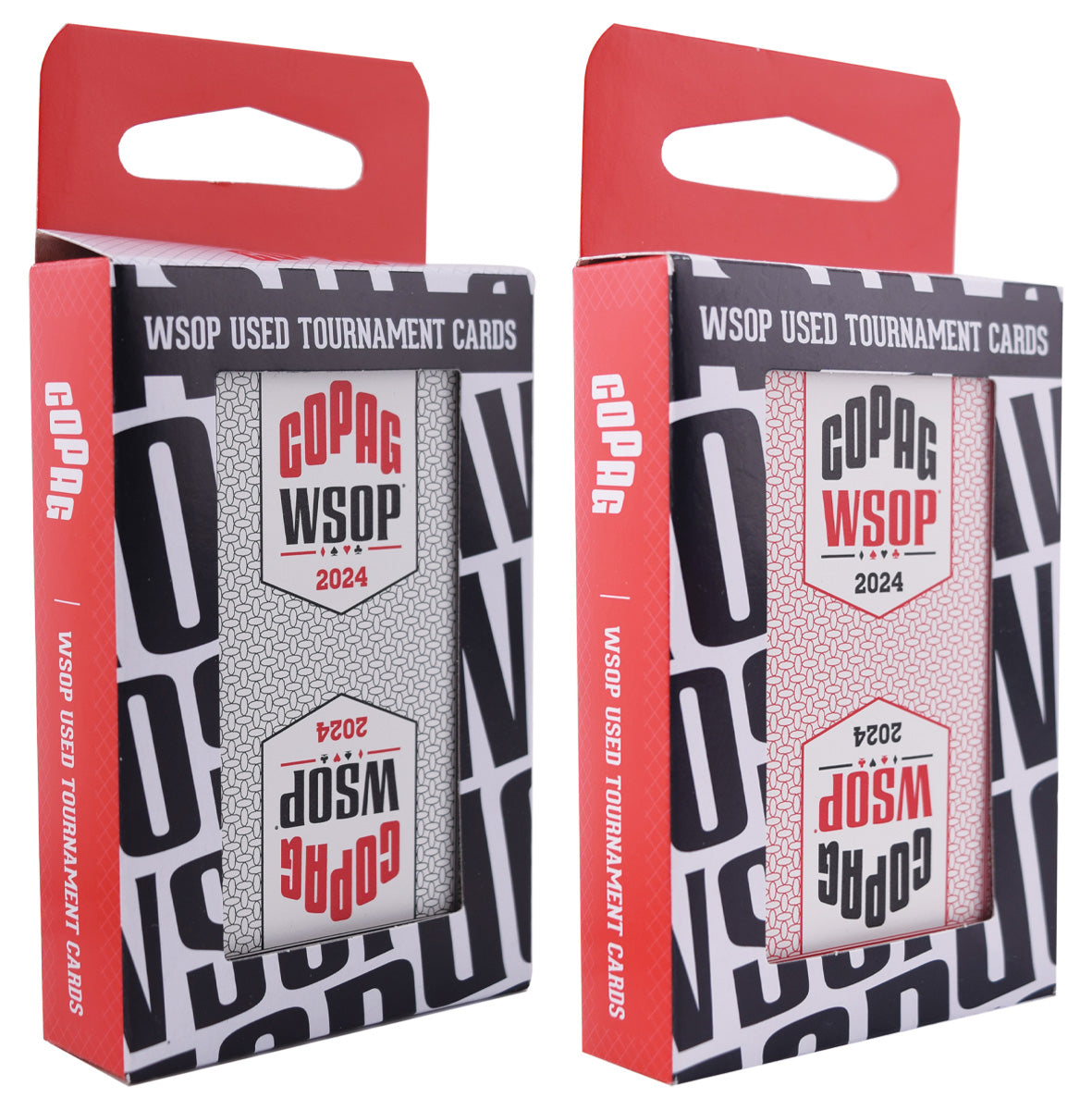 Copag WSOP 2024 Tournament Used 100% Plastic Playing Cards - Narrow Size (Bridge)Standard Index Black/Red Double Deck Set