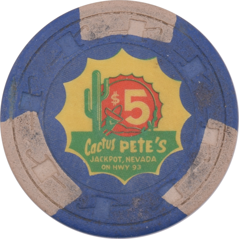 Cactus Pete's Casino Las Vegas Nevada $5 Chip 1972