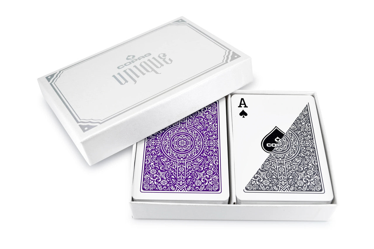 Copag Unique Luxury Grey/Purple Poker Size 2 Deck Setup