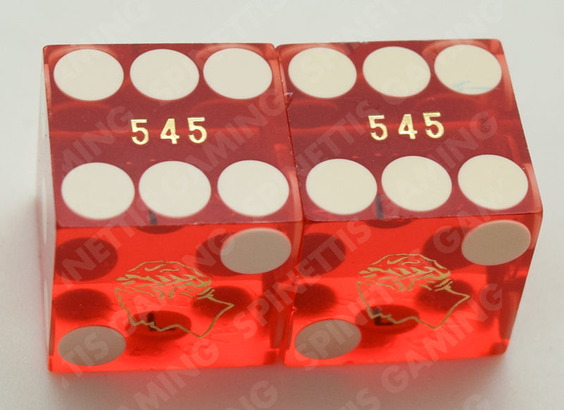 Caesars Palace Las Vegas Nevada Gold Foil Red Dice Pair Matching Numbers