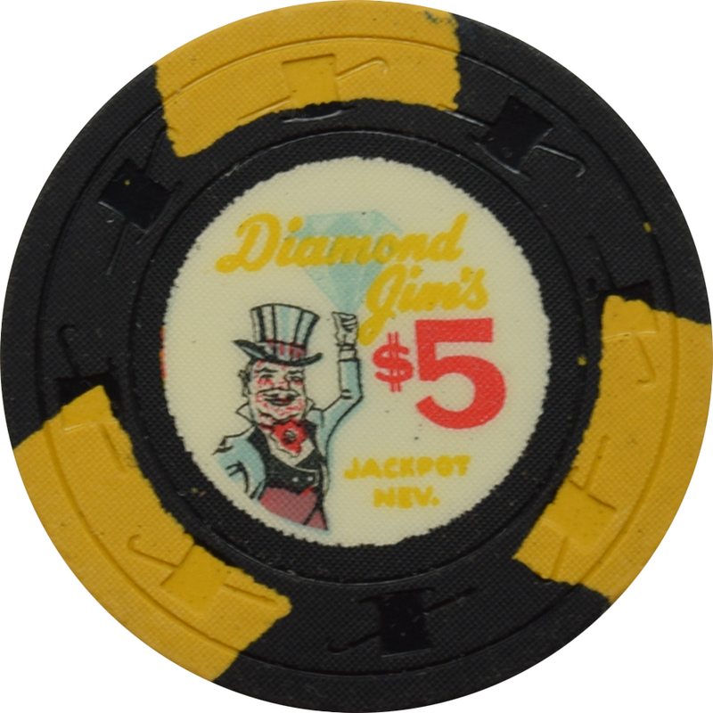 Diamond Jim's Casino Jackpot Nevada $5 Chip 1960