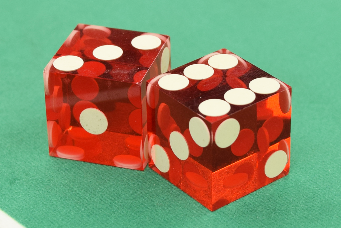 NEW RED CASINO DICE Precision Cut, Stick of 5