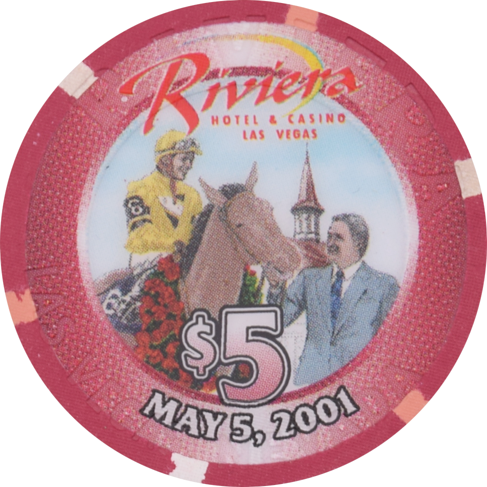 Riviera Casino Las Vegas Nevada $5 Run for the Roses Chip 2001