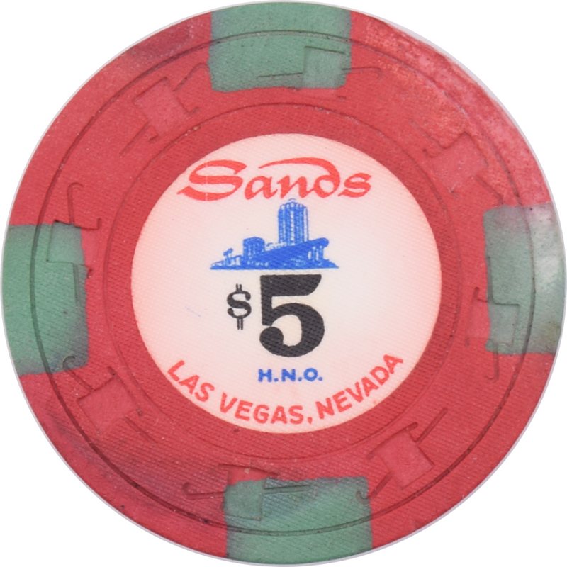 Sands Casino Las Vegas Nevada $5 HNO Chip 1970s