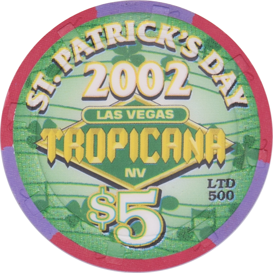 Tropicana Casino Las Vegas Nevada $5 St. Patrick's Day Chip 2002