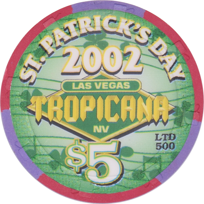 Tropicana Casino Las Vegas Nevada $5 St. Patrick's Day Chip 2002