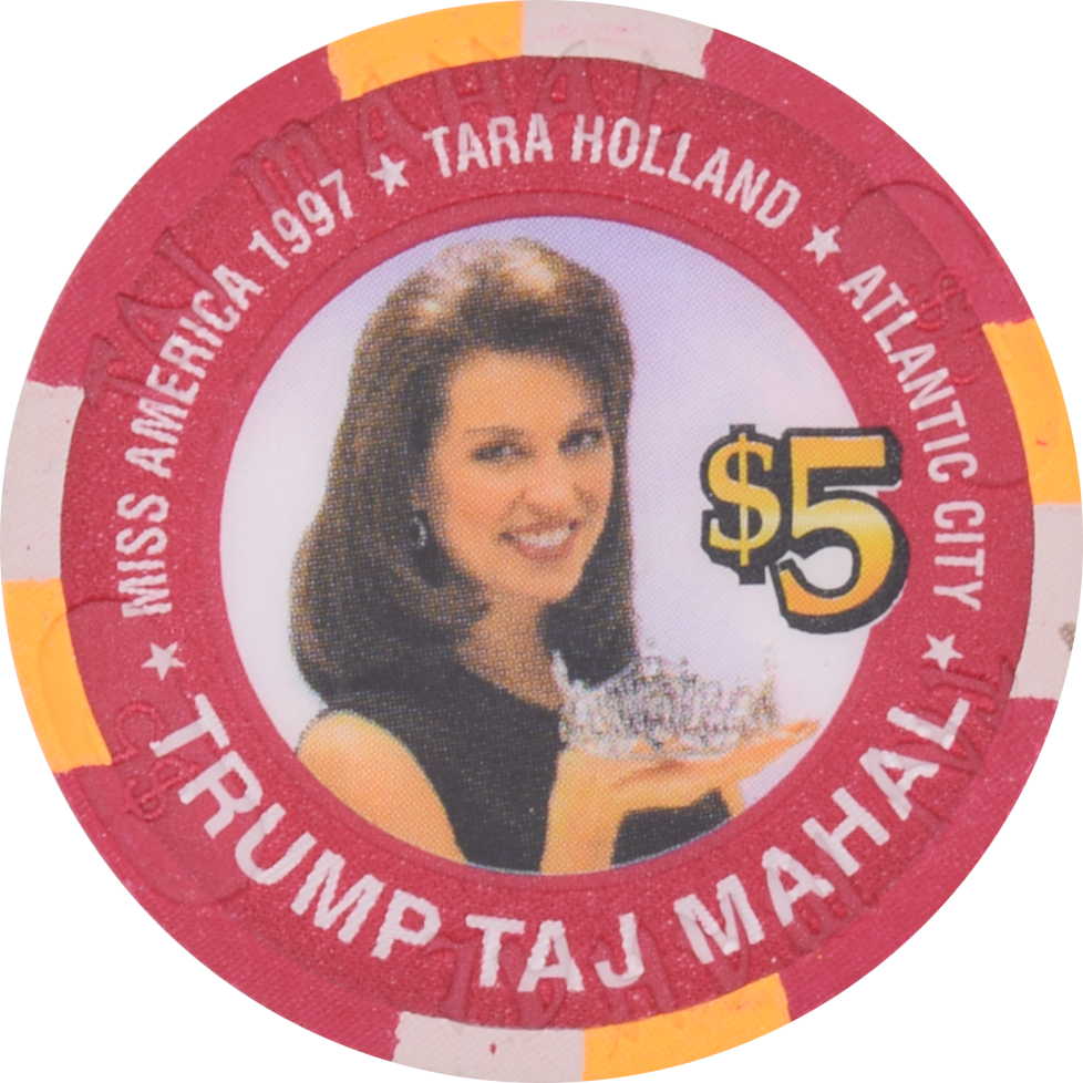 Trump Taj Mahal Casino Atlantic City New Jersey $5 Miss America Tara Holland Chip 1997