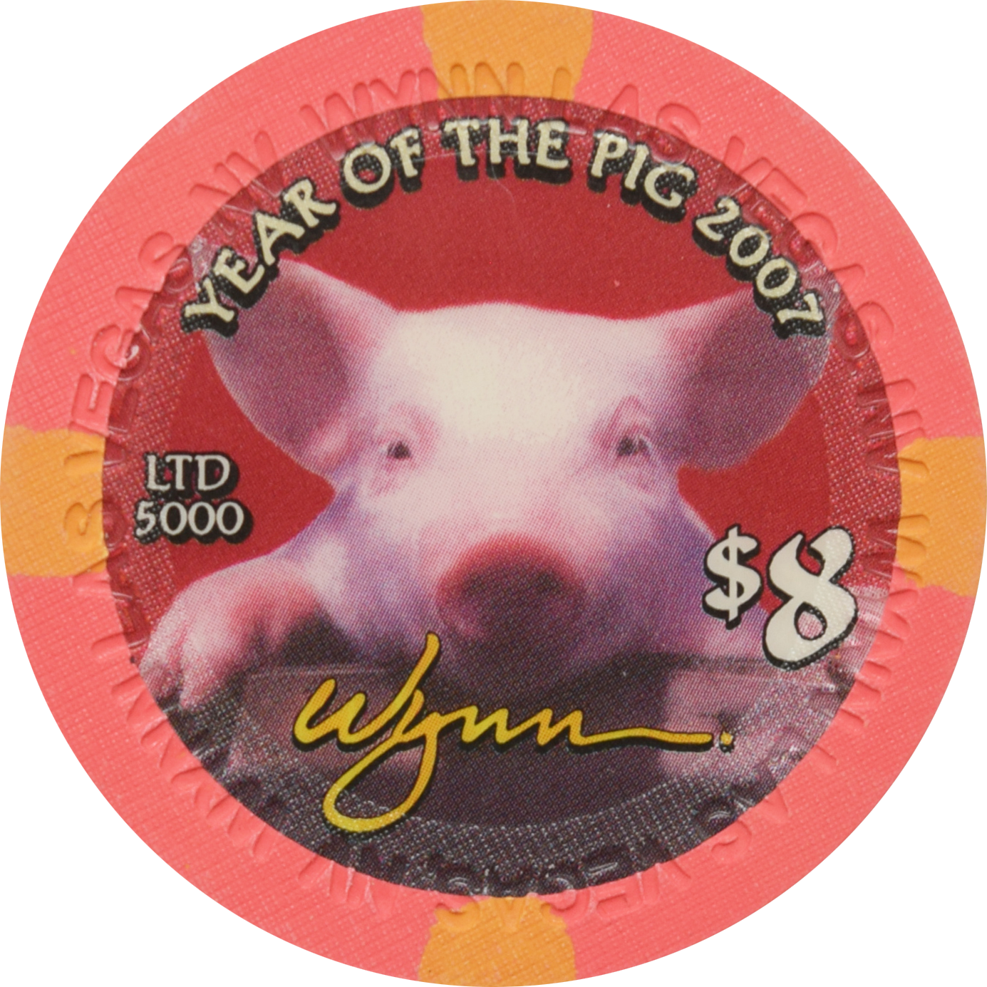 Wynn Casino Las Vegas Nevada $8 Year of the Pig 43mm Chip 2007