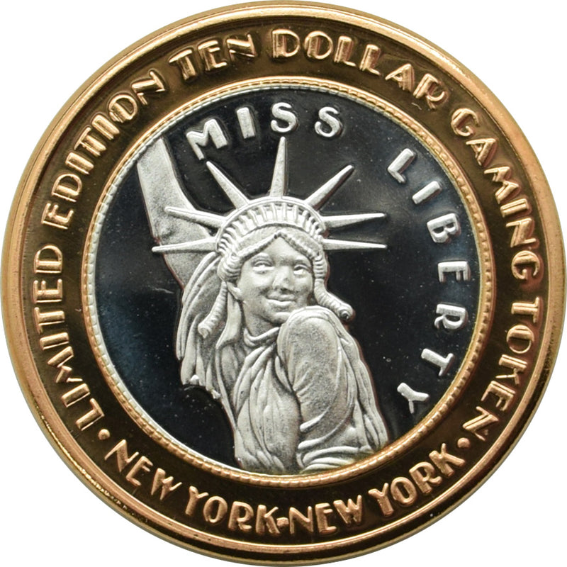 New York New York Casino Las Vegas "Miss Liberty - Millennium" $10 Silver Strike .999 Fine Silver 2000