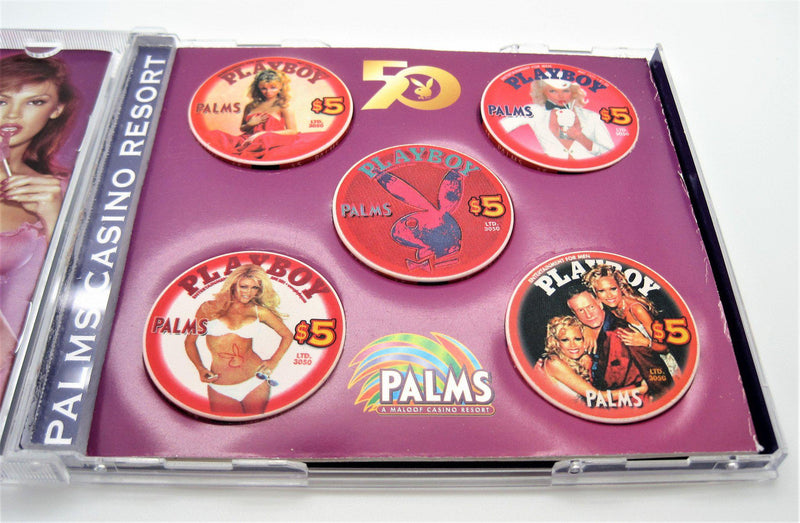 Set of 5 Playboy 50th Anniversary Palms $5 Casino Chip Set