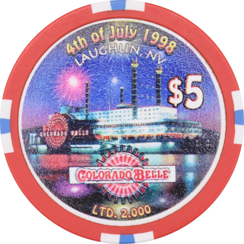 Colorado Belle Casino Laughlin Nevada $5 4th of July Chip 1998