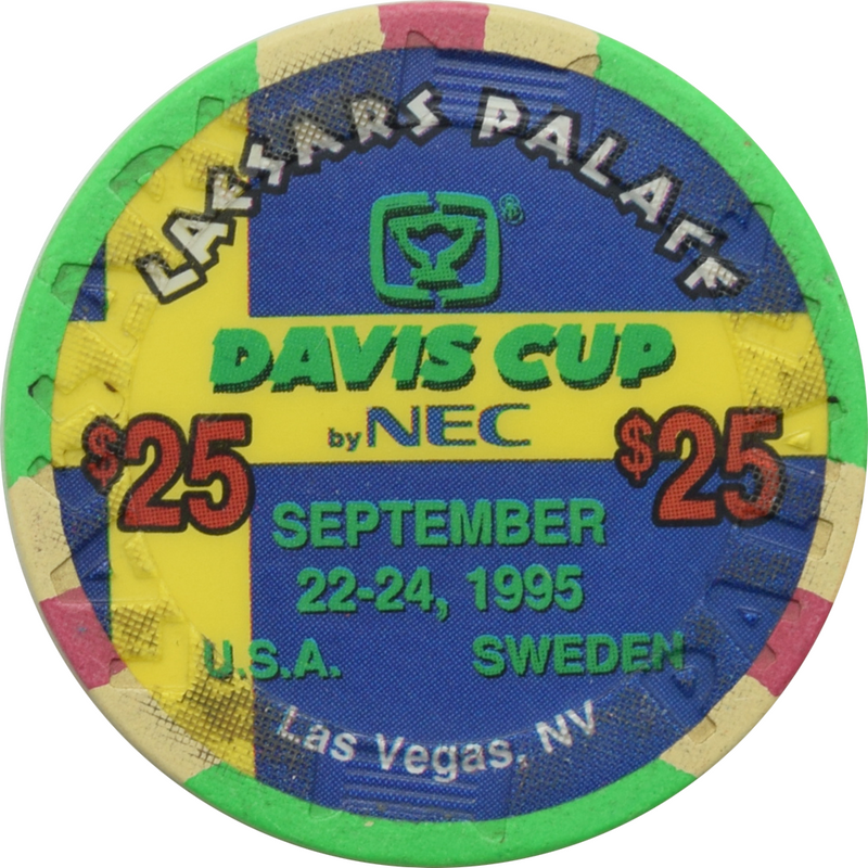 Caesars Palace Casino Las Vegas Nevada $25 Davis Cup - USA - Sweden Chip 1995