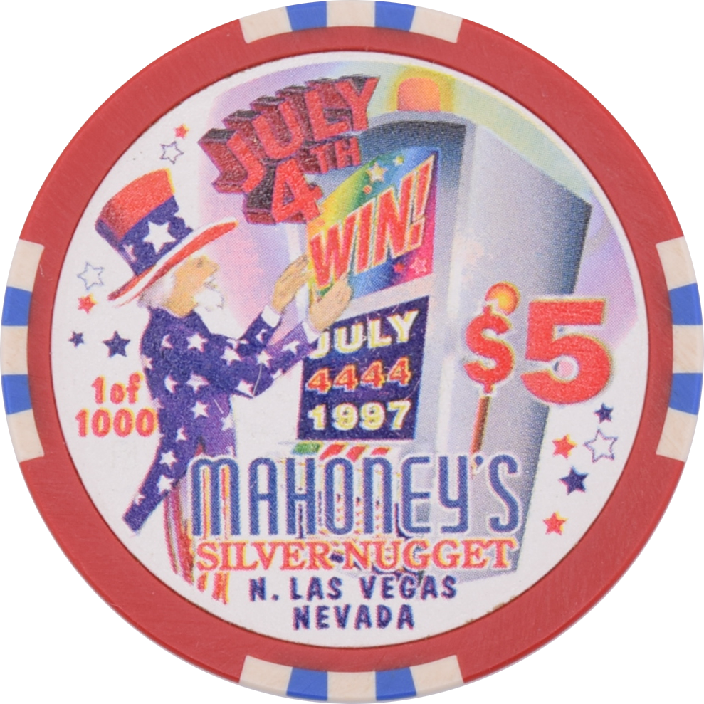 Mahoney's Silver Nugget Casino N. Las Vegas Nevada $5 4th of July Chip 1997