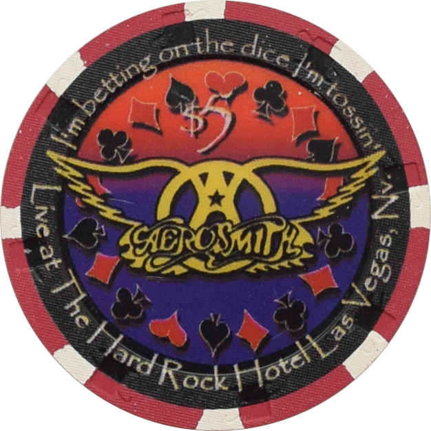 Hard Rock Casino Las Vegas Nevada $5 Aerosmith Chip 2002