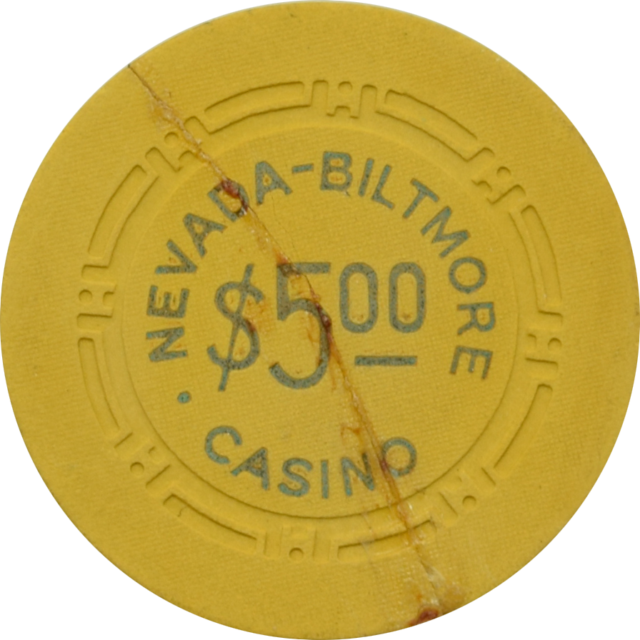 Nevada Biltmore Casino Las Vegas Nevada $5 Repaired Chip 1948