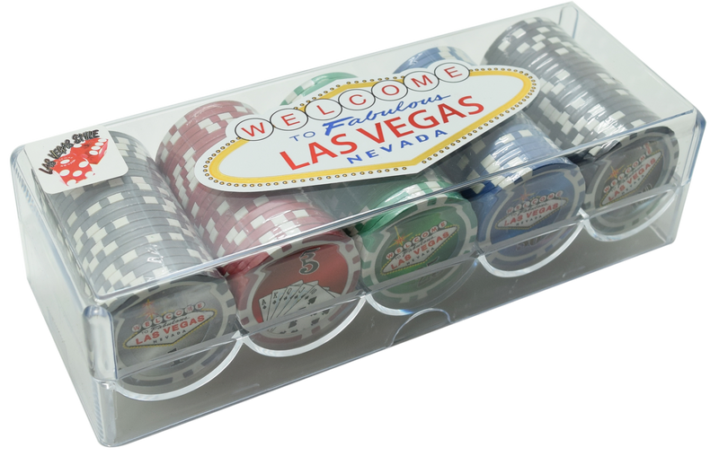 Las Vegas Sign Chip Set With Cover Tray 100 Chips Set