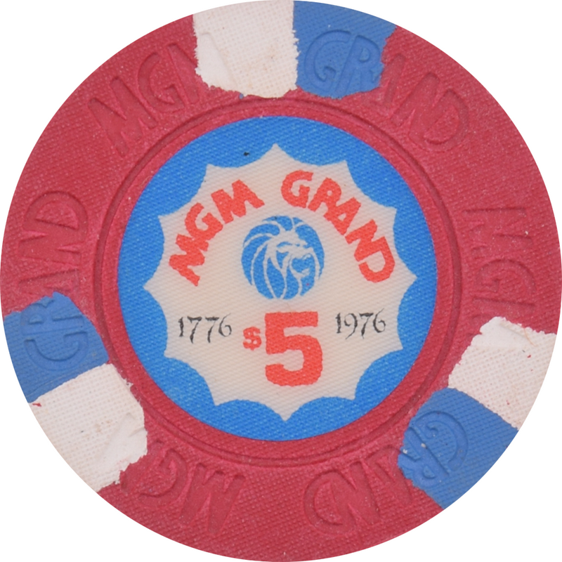 MGM Grand Casino Las Vegas Nevada $5 Bicentennial Chip 1976