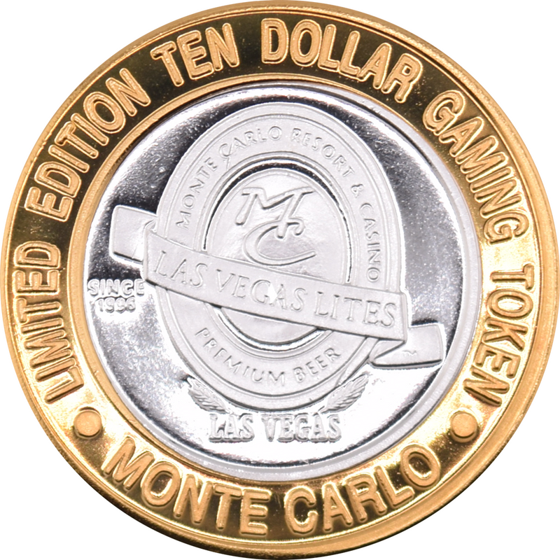 Monte Carlo Resort & Casino Las Vegas "Las Vegas Lites" $10 Silver Strike .999 Fine Silver 2000