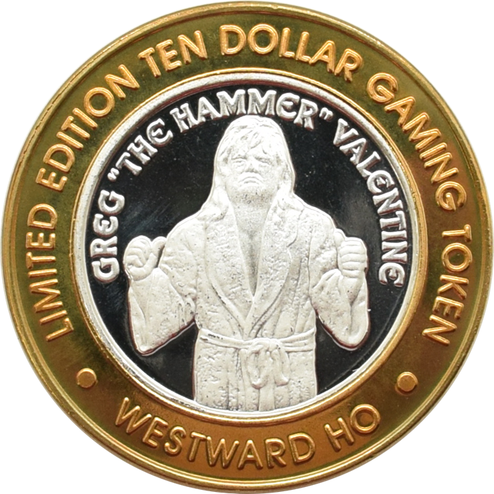 Westward Ho Casino Las Vegas Nevada "Greg "The Hammer" Valentine" $10 Silver Strike .999 Fine Silver 1999