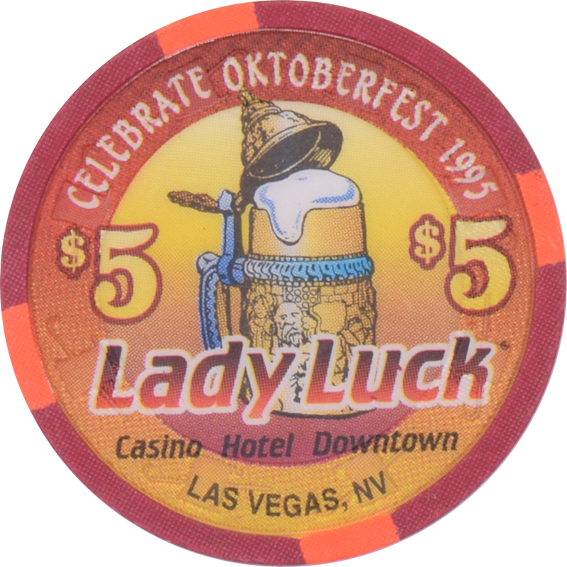 Lady Luck Casino Las Vegas Nevada $5 Oktoberfest Chip 1995