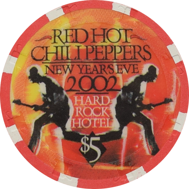 Hard Rock Casino Las Vegas Nevada $5 Red Hot Chili Peppers New Years Chip 2002