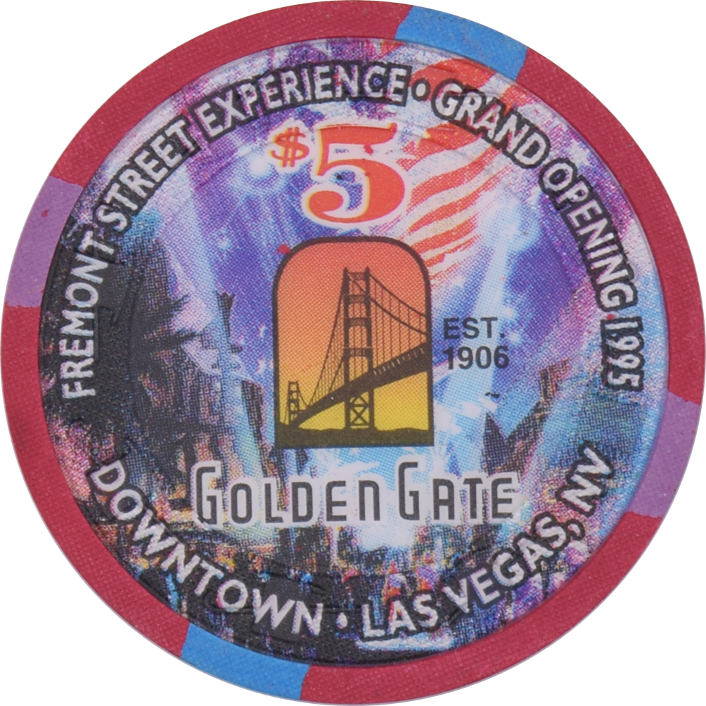 Golden Gate Casino Las Vegas Nevada $5 Fremont Street Experience Chip 1995