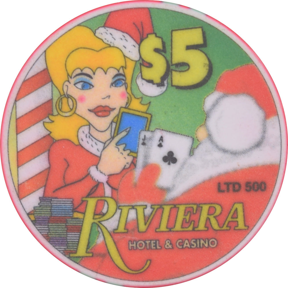 Riviera Casino Las Vegas Nevada $5 Christmas / Spirit of the Season Chip 1999