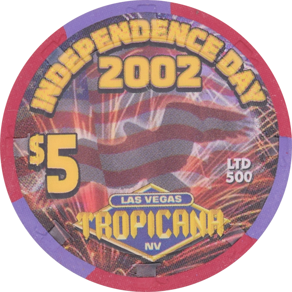 Tropicana Casino Las Vegas Nevada $5 4th of July Chip 2002