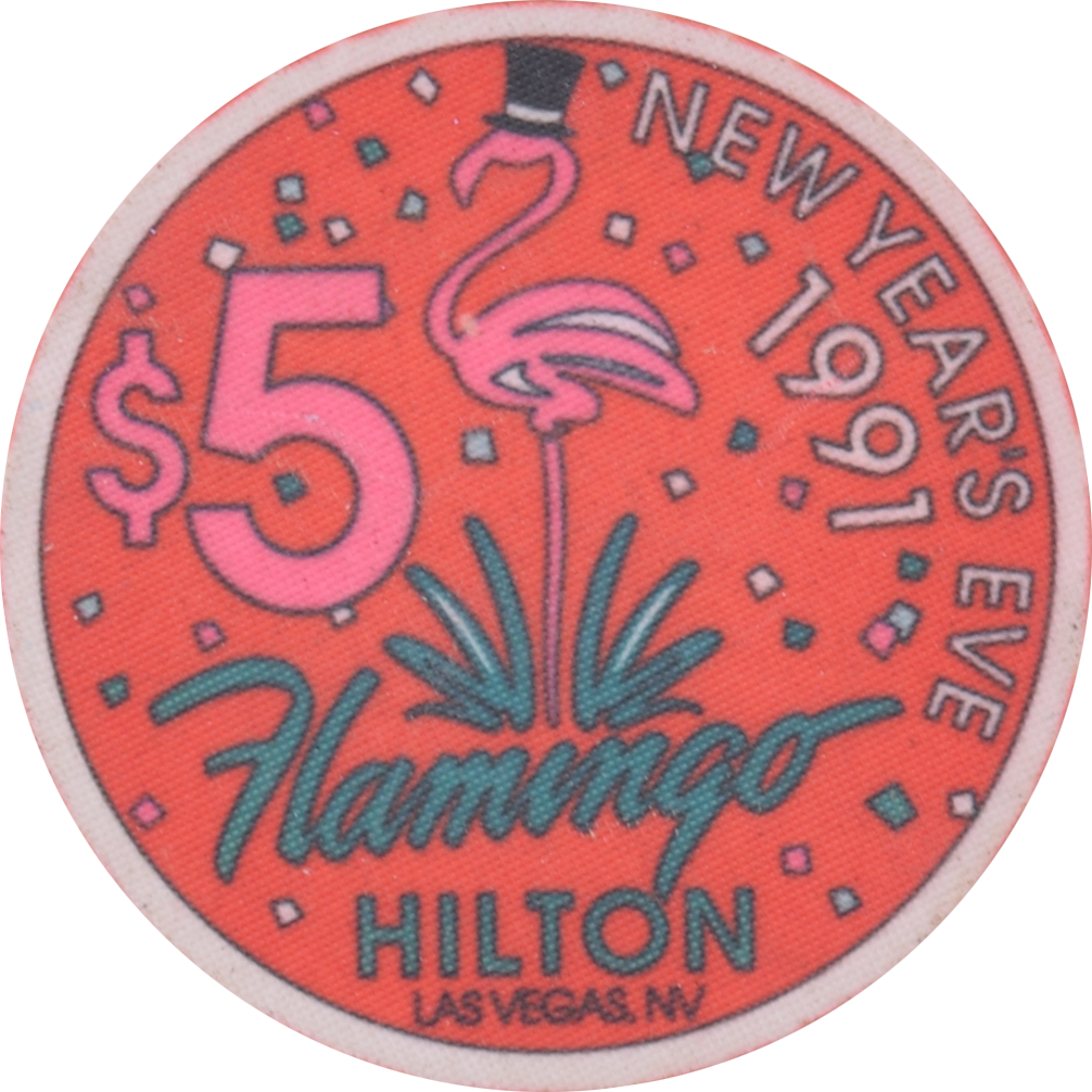 Flamingo Hilton Casino Las Vegas Nevada $5 New Year's Eve Chip 1991