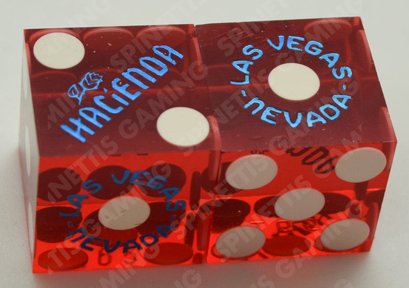 Hacienda Las Vegas Nevada Blue Foil Red Dice Pair Matching Numbers