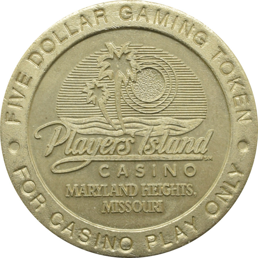 Players Island Casino Maryland Heights Missouri $5 Token