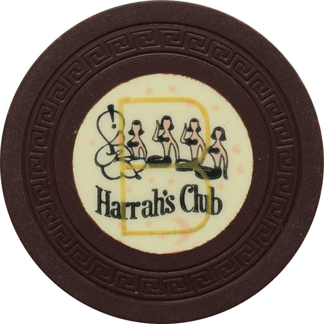 Harrah's Casino Reno & Lake Tahoe Nevada Brown Overstamped B Inlay Roulette Chip 1956