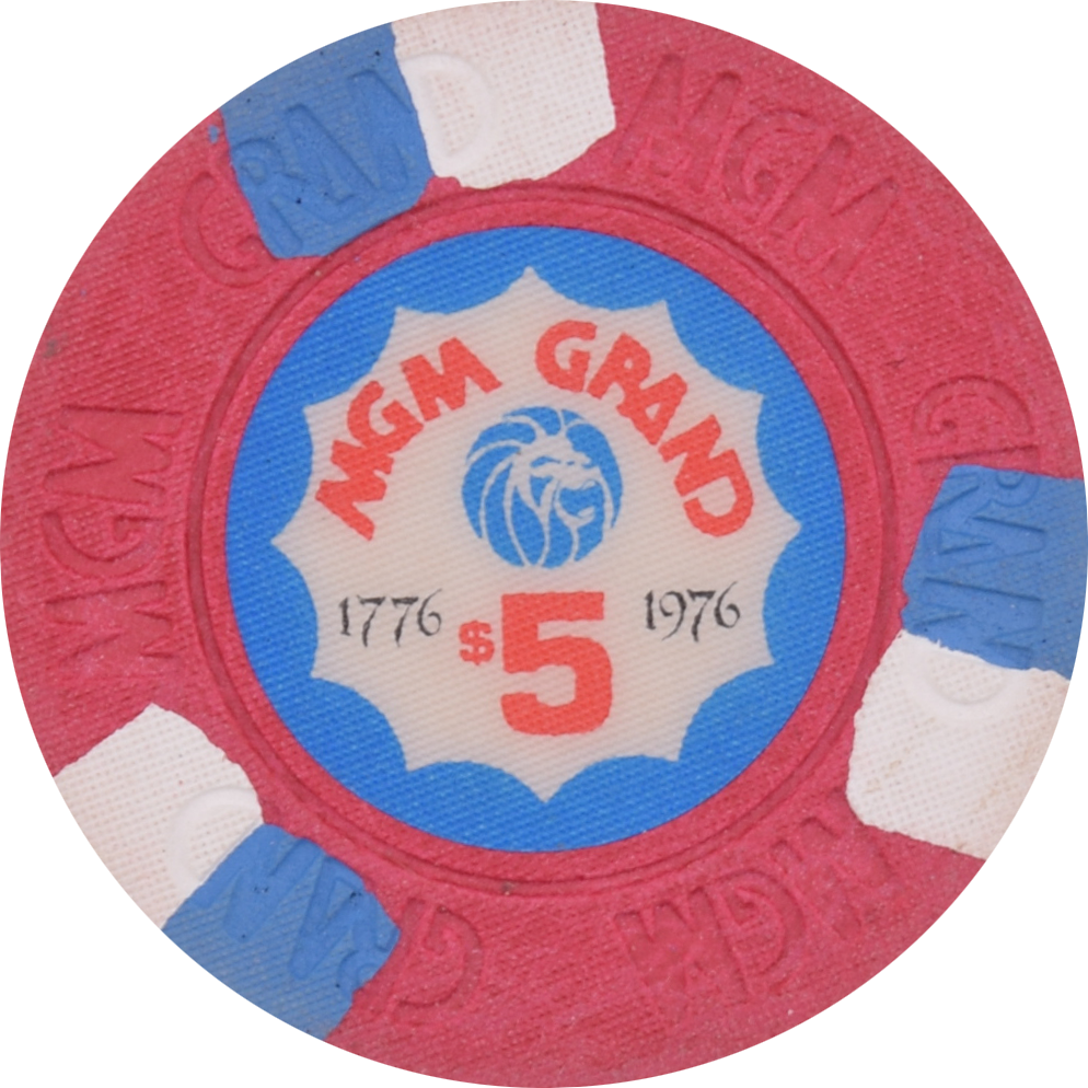 MGM Grand Casino Las Vegas Nevada $5 Bicentennial Chip 1976