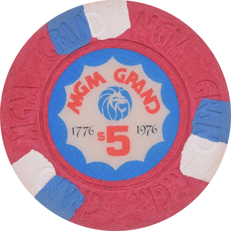 MGM Grand Casino Las Vegas Nevada $5 Bicentennial Chip 1976