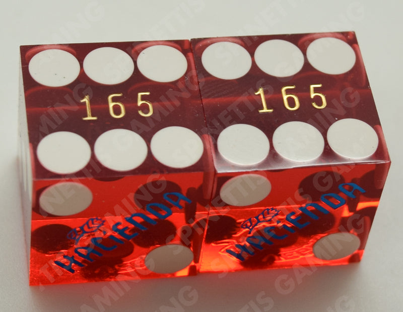 Hacienda Las Vegas Nevada Blue Foil Red Dice Pair Matching Numbers