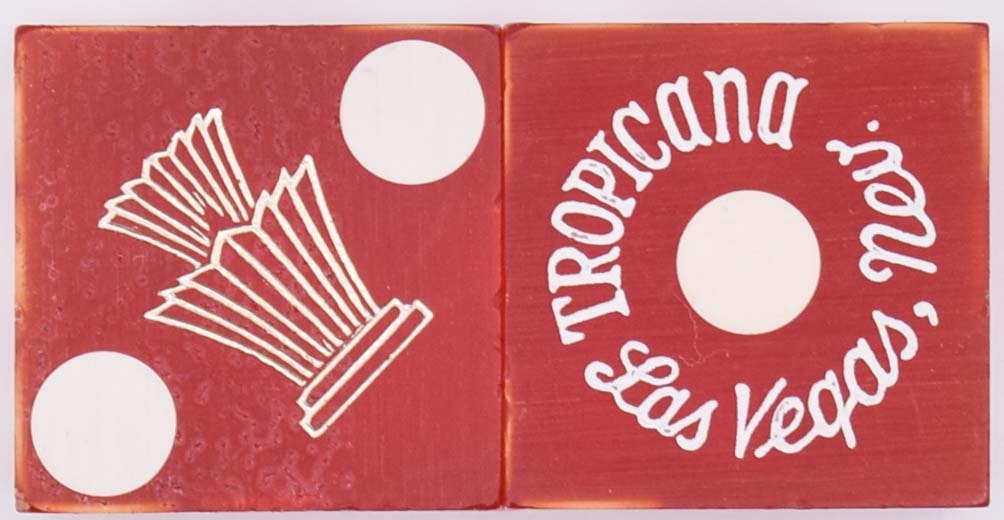 Tropicana Casino Las Vegas Nevada Pair of Red Dice 1950's/60's