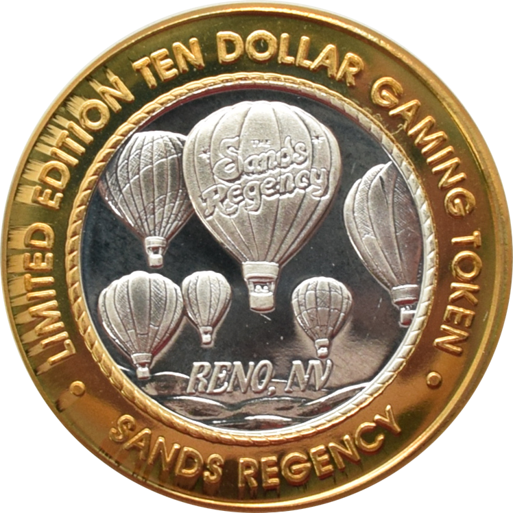 Sands Casino Reno Nevada "Hot Air Balloons" $10 Silver Strike .999 Fine Silver 1998