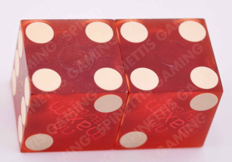 Maxim Casino Las Vegas Nevada Dice Pair of Red Matching Number Dice (Various Years)