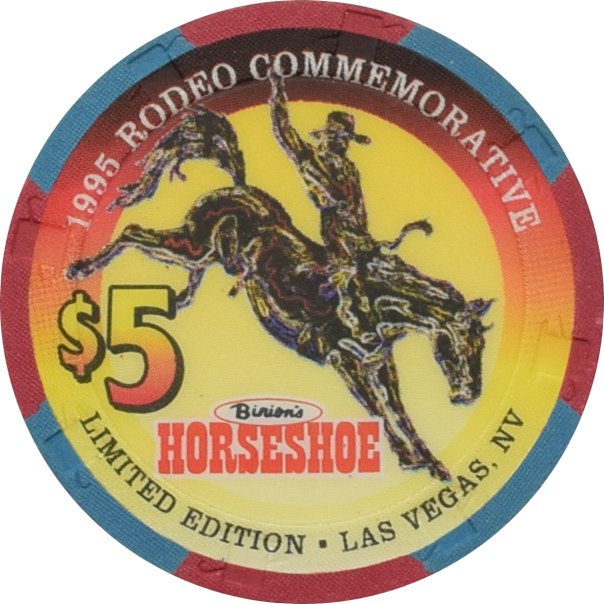 Horseshoe Club (Binion's) Casino Las Vegas Nevada $5 Rodeo Commemorative Chip 1995