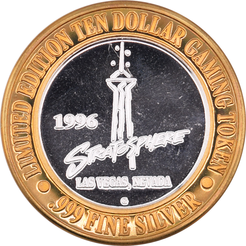 Stratosphere Casino Las Vegas Nevada "Pavilion of World" $10 Silver Strike .999 Fine Silver 1996